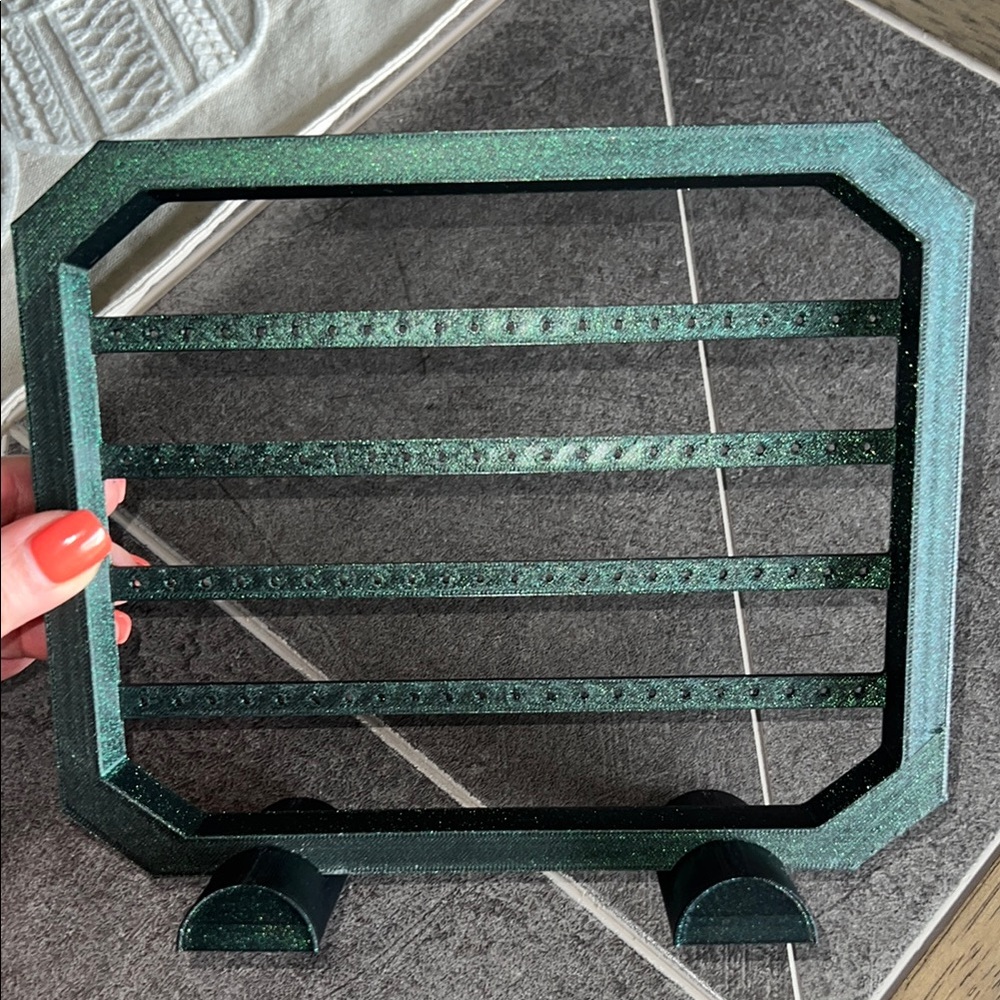 Green Glitter earring display stand.
